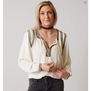 Lucky Brand Embroidered Boho Long Sleeve Top Sz S